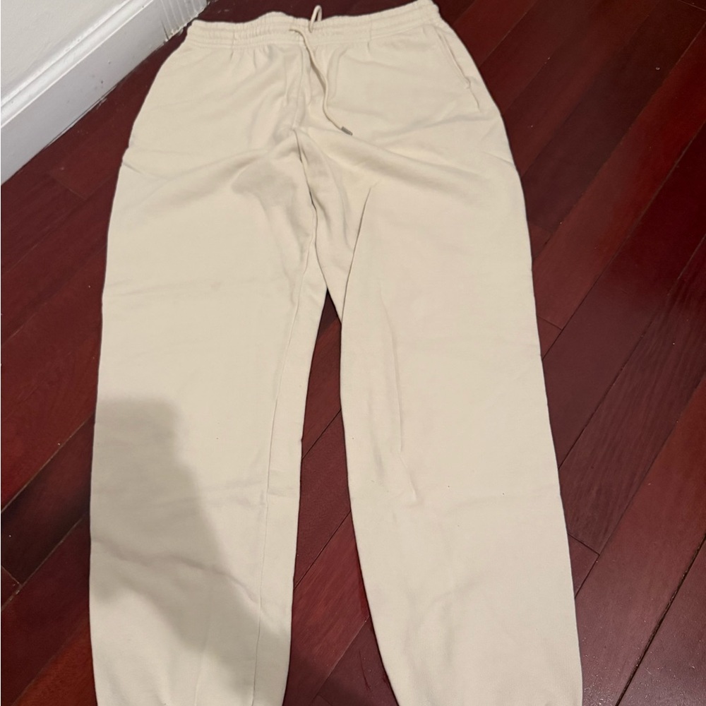 Uniqlo Cream Sweatpants Relaxed Fit Cotton Blend
